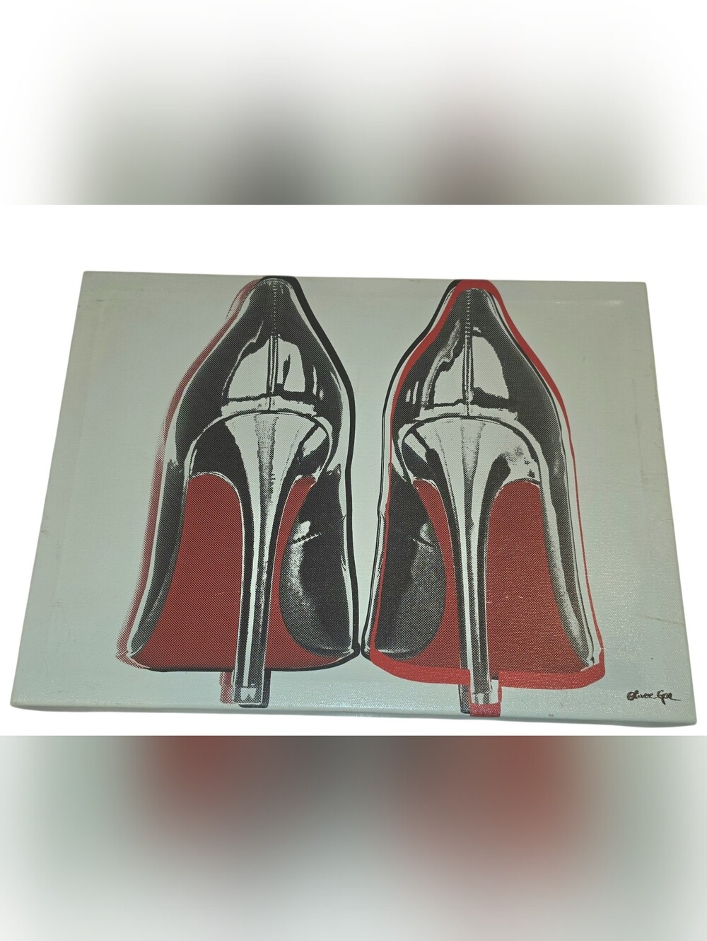 Oliver Gal Secret Weapon Canvas Wall Art Pair Black Stiletto Louboutin Red Soles